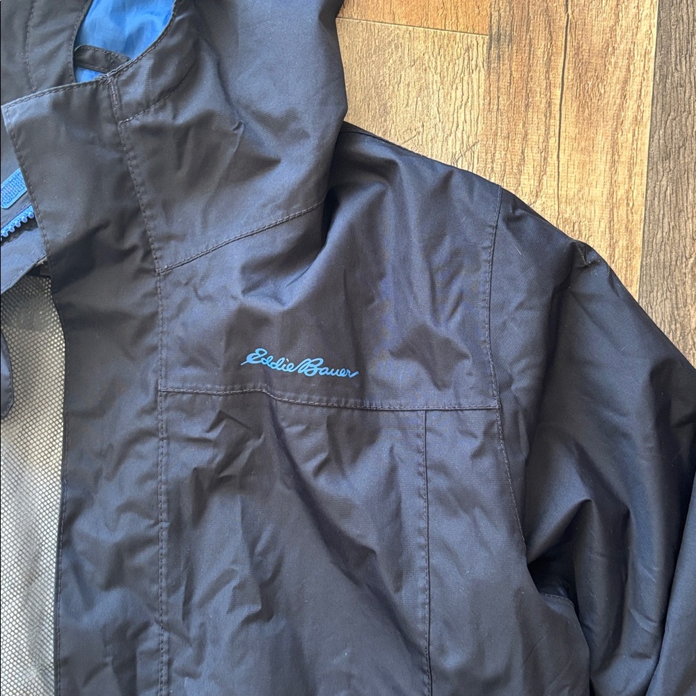Eddie Bauer Kids Navy Blue Rain Jacket Windbreaker size XL 14 - Picture 3 of 8